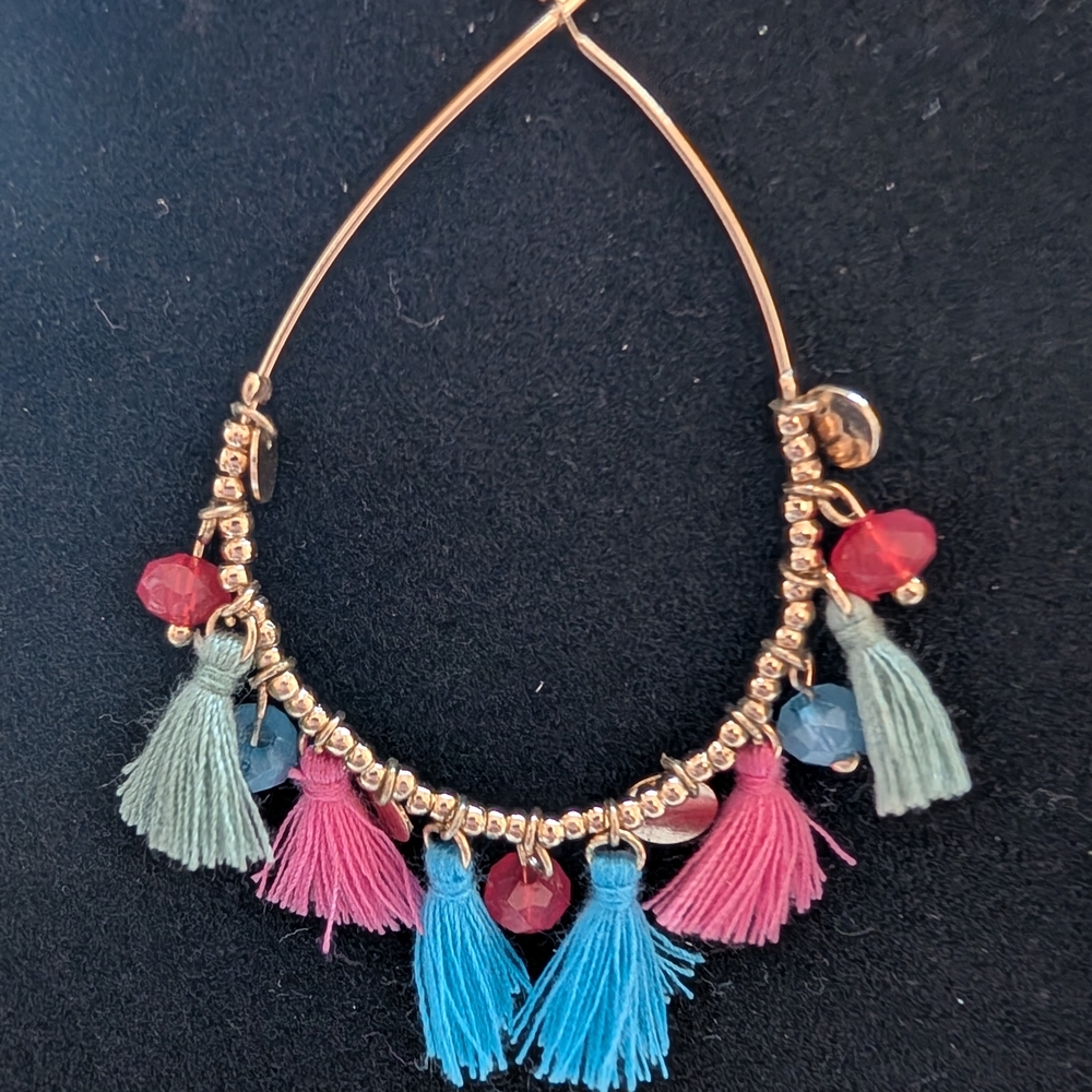 Lane Bryant Gold and Blue Statement Earrings - Picture 2 of 5